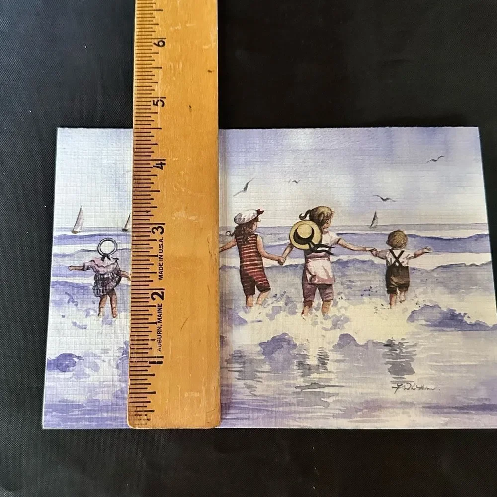 Faye Whittaker Edwardian Style Seaside Scene Print Greetings Cards w envelopes